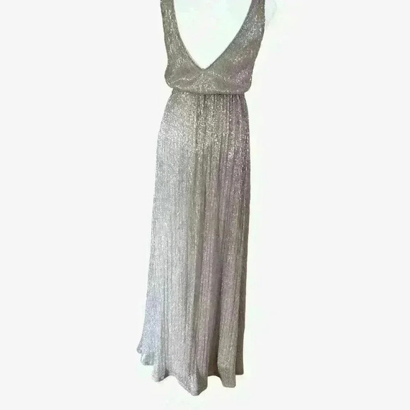 Show Me Your Mumu‎ Kendall Metallic Maxi Dress Shiny Mauve Low Back Size XS - Picture 6 of 11